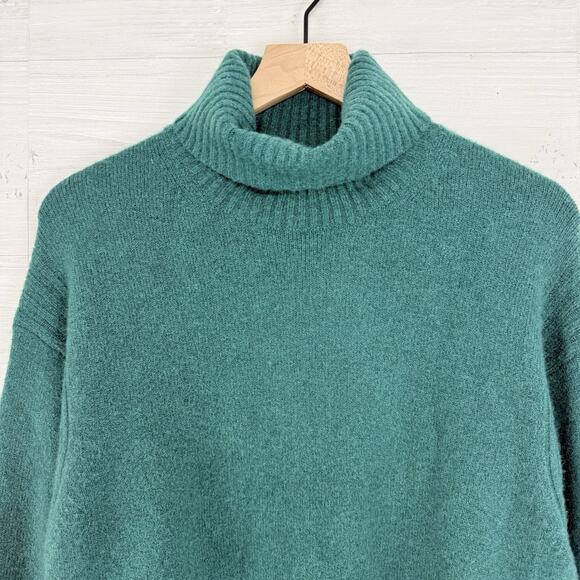 J.Crew Supersoft Yarn Turtleneck Sweater Women S Green Wool Alpaca Blend Cozy - Picture 3 of 15